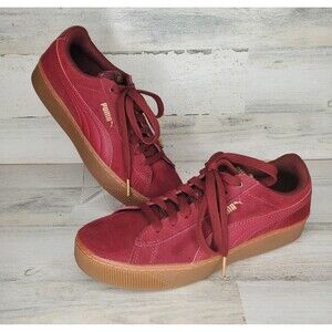 PUMA Classic Suede Burgundy Platform Sneaker (FHKEC/FVNEC) Women's Size 8.5